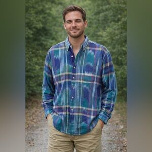 640 Vintage Colours by Alexander Julien Button Down Long Sleeve Size Large